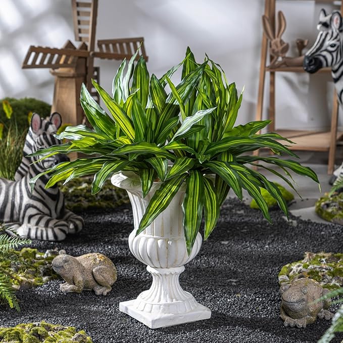 4 Pcs Artificial Greenery Stems Dracaena Faux Branches Artificial Plants Realistic Fake Dracaena Greenery Realistic Plants for Indoor Outdoor Porch Patio Home Office Living Room Decor (Light Green)