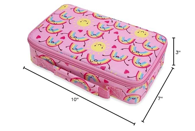 Nuby Insulated Lunchbox for Girls - Bento Lunch Box - 3+ Years - Pink Rainbows - Back to School Essentials