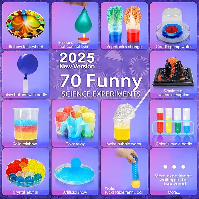 Kids Science Kit STEM Toys - Science Kits for Kids Age 6-8-12, 70 Science Lab Experiments Educational Games, 60+ PCS Science Toys, Christmas, Birthday Gift for 6-12 Year Old Boys Girls