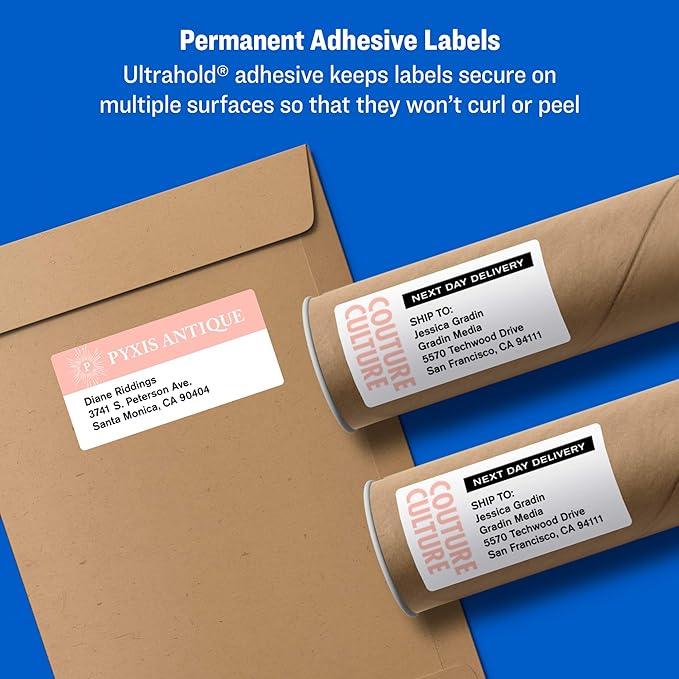 Avery Printable Shipping Labels with Sure Feed, 3-1/2" x 5", White, 400 Blank Mailing Labels for Laser Printers (5168)