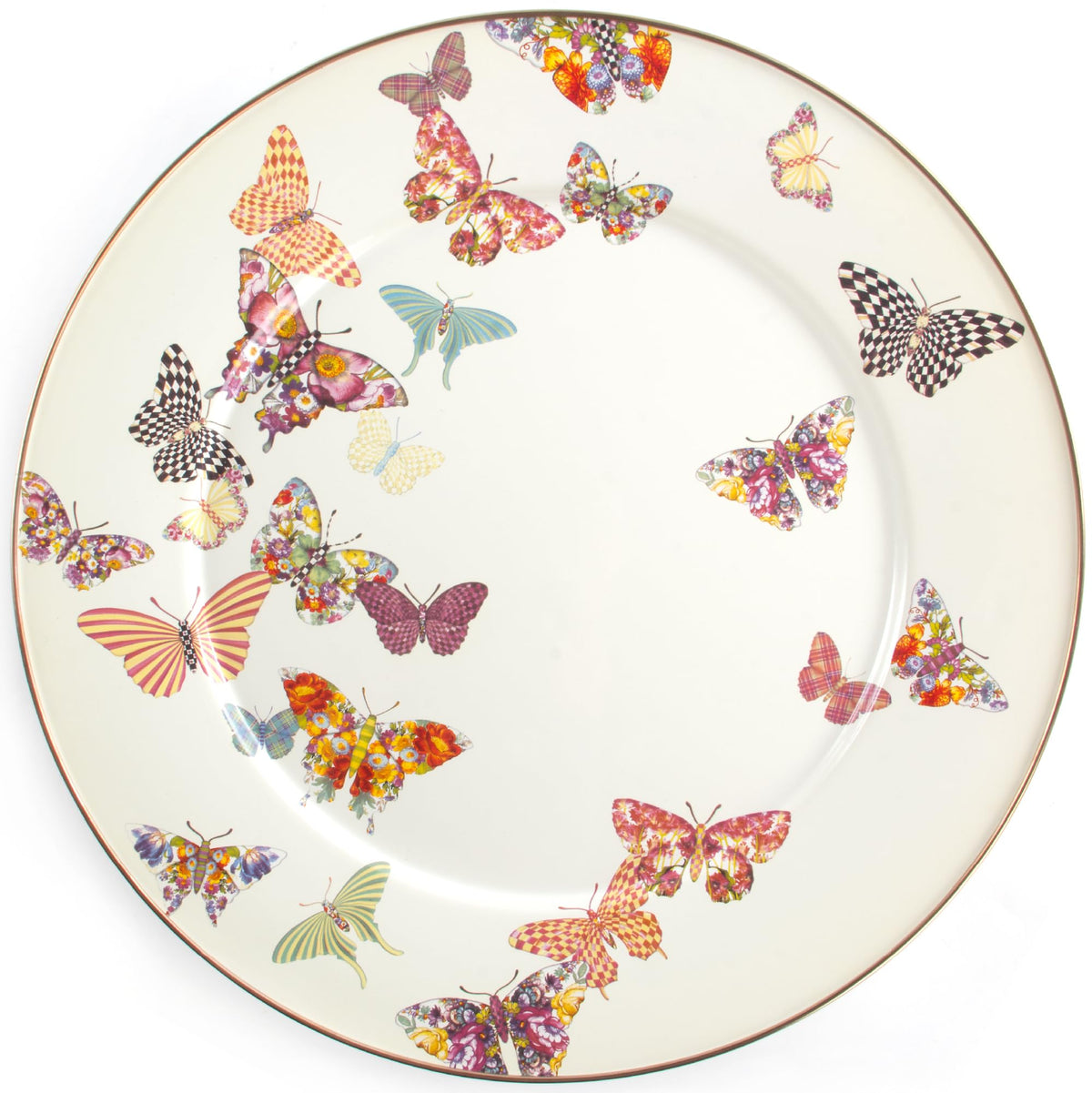 MACKENZIE-CHILDS Enamel Serving Platter, Pink-and-White Rosy Check