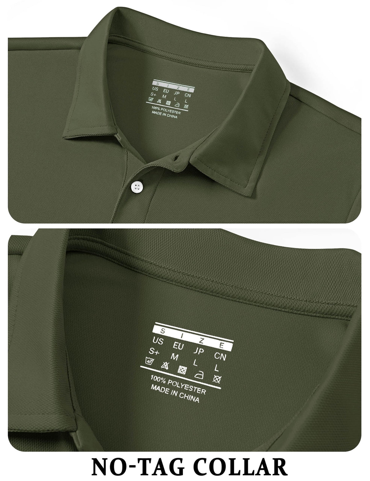 TACVASEN Mens Golf Shirt Dry Fit Mens Polo Shirts Short Sleeve Performance Golf Polos for Men with Collar Work Shirts Army Green, L