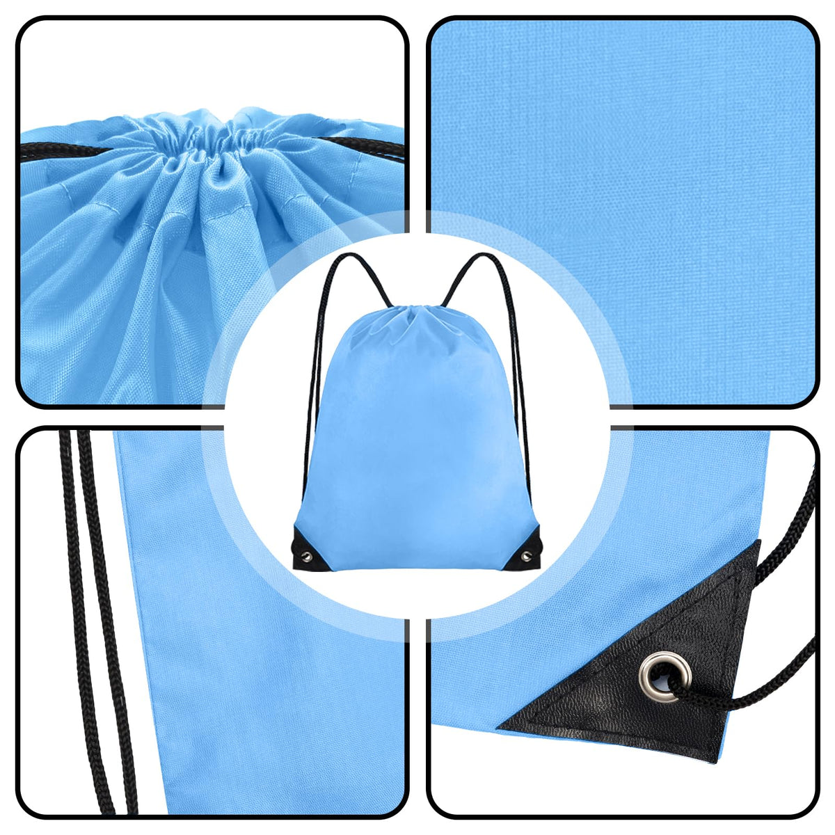 Grneric Drawstring Backpack Bulk 42 Pcs String Backpack Drawstring Bags Cinch Bag Sackpack for Men Women Gym (Sky Blue)