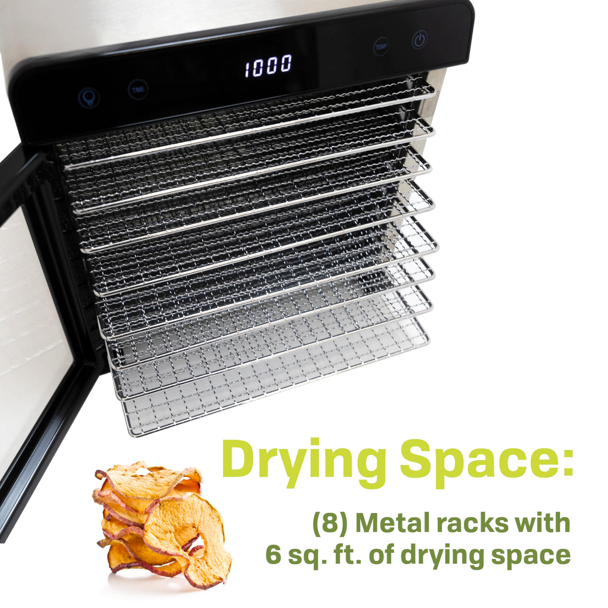 NESCO 8-Tray Stainless Steel Food Dehydrator – Digital Timer, Temp Control, Inner Light, Drip Tray – Jerky, Fruit, Herbs, Dog Treats, 650W, BPA-Free