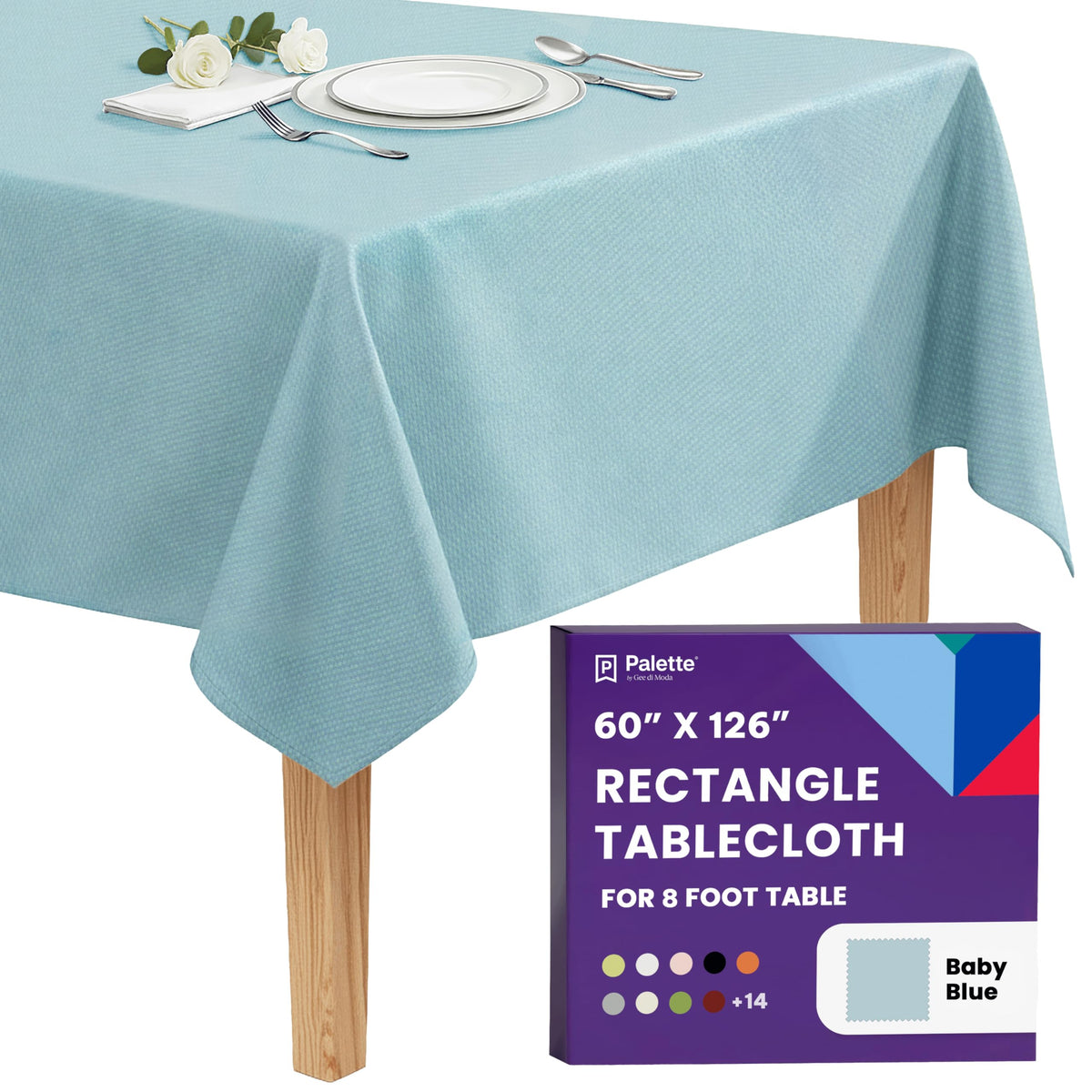 Gee Di Moda Rectangle Tablecloth - 60 x 126 Inch Black Table Cloth for 8 Foot Rectangle Tables - Heavy Duty Washable Fabric - for Holiday Party, Dinner, Weddings, Baby Shower & Events