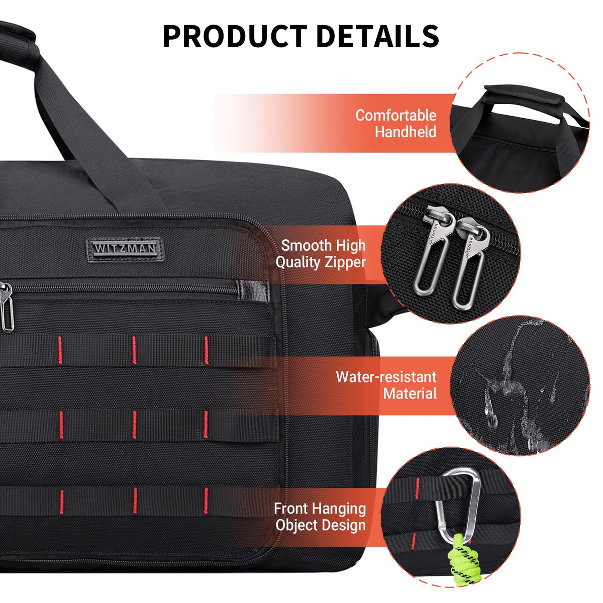 WITZMAN Foldable Duffle Bag for Men Large 65L Travel with Shoe Compartment