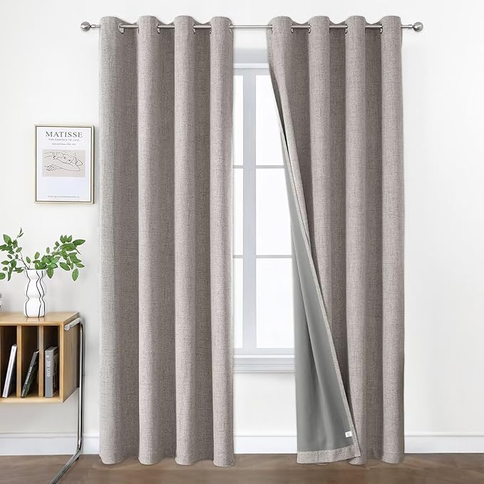 Joydeco Greyish White Blackout Room Divider Curtains, Extra Wide Sliding Door Drapes Living Room Curtains, 1 Panel 100W x 84L Inch Patio Door Drapes for Room Privacy