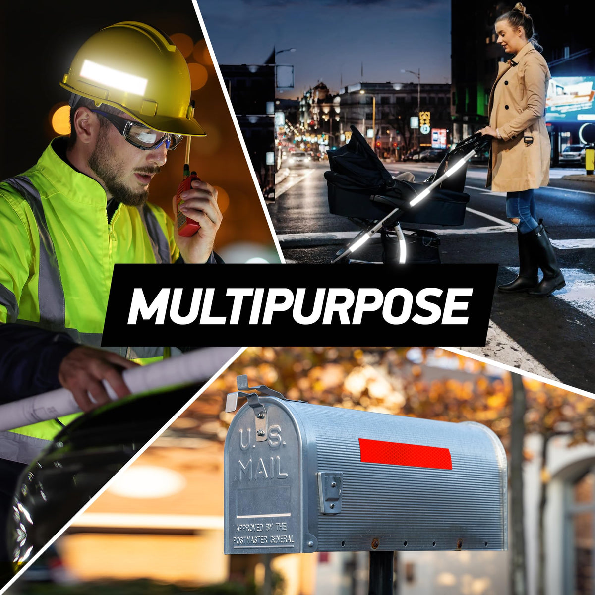 Byllstore Reflective Stickers | 3M Diamond Grade | Mixed Colors | 1.25″ x 6″ | 5-Pack | Reflective Safety Tape for Helmets, Cars, Mailboxes & More