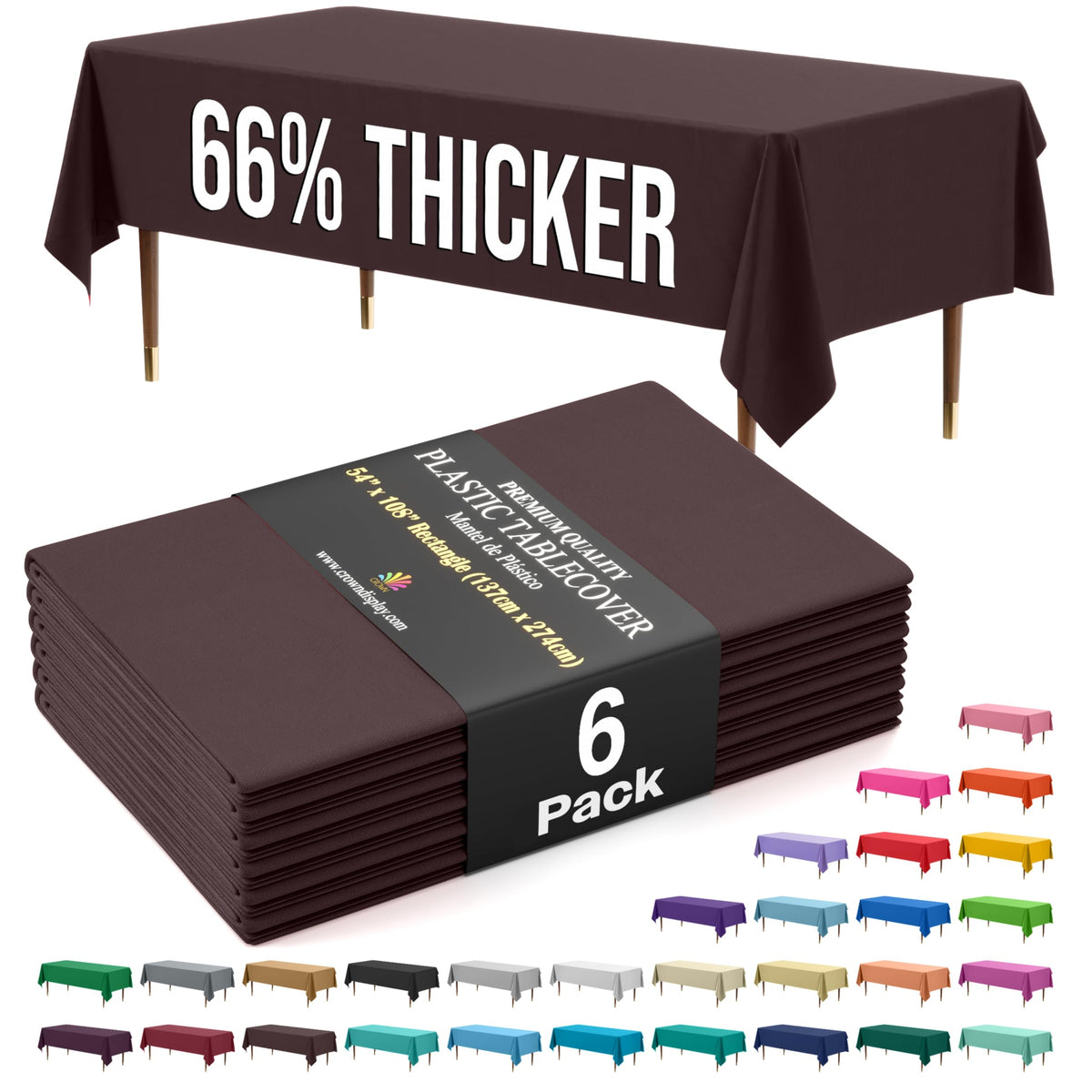 Exquisite Party Solids 66% Thicker Premium Plastic Table Cloth Rectangle Table Cover 0.5 Mil 12 Pack Red Table Cloth 54 Inch x 108 Inch Disposable Tablecloth Won't Tear Easily Like Cheap Thin Brands