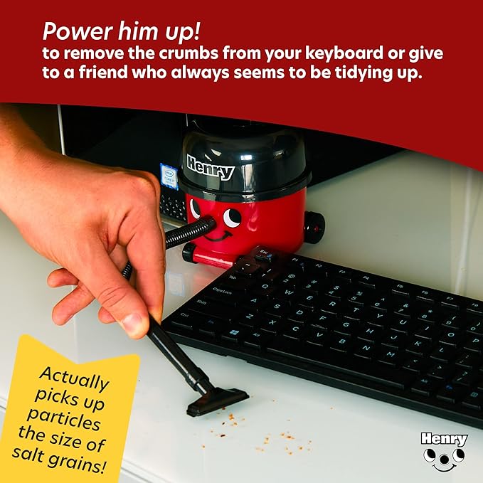 Paladone Henry Hoover Desk Vacuum, Mini Computer and Keyboard Cleaner, Portable Lightweight Desk Tidy, Novelty Stocking Stuffer
