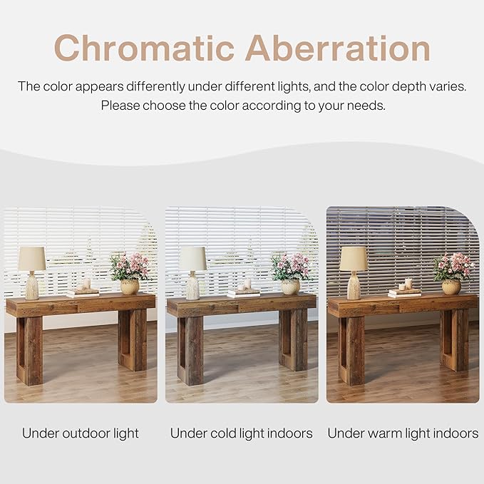 Tribesigns 63-Inch Long Console Table, Farmhouse Wooden Sofa Table Behind The Couch, Narrow Entryway Table for Entrance, Hallway, Living Room (Mix Brown)