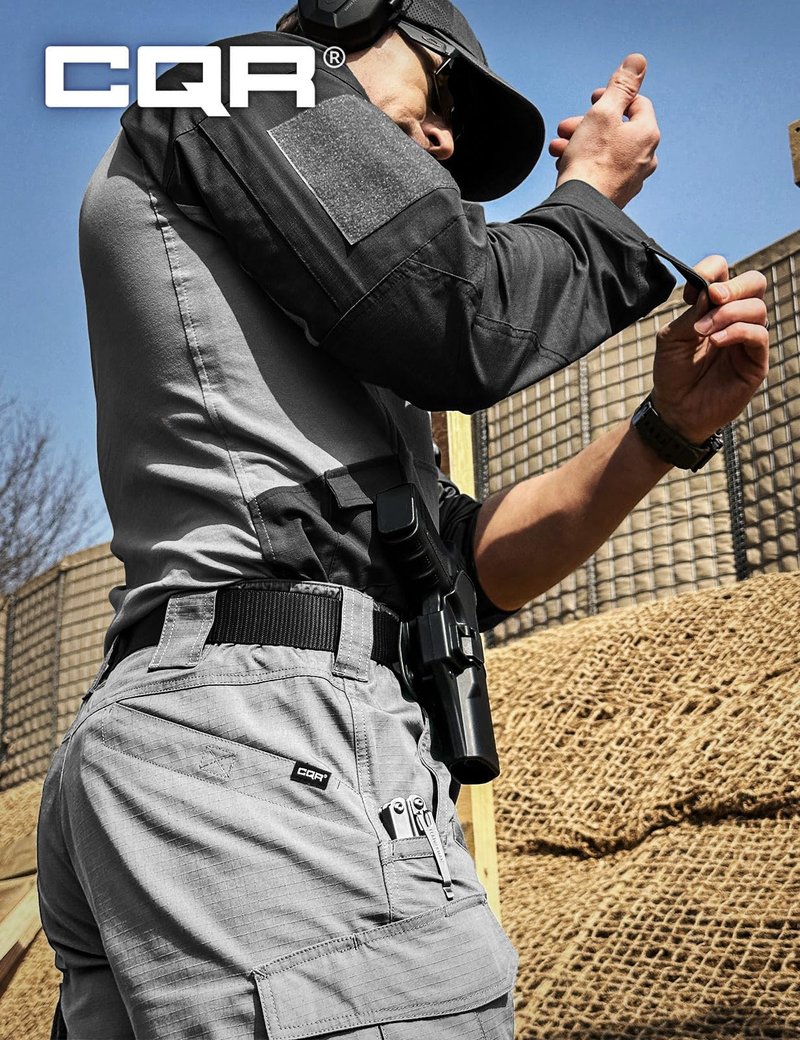 CQR Men's Tactical Pants, Water Resistant Ripstop Cargo Pants, Lightweight EDC Work Hiking Pants, Outdoor Apparel, Raider Mag Pocket Stone, 32W x 30L