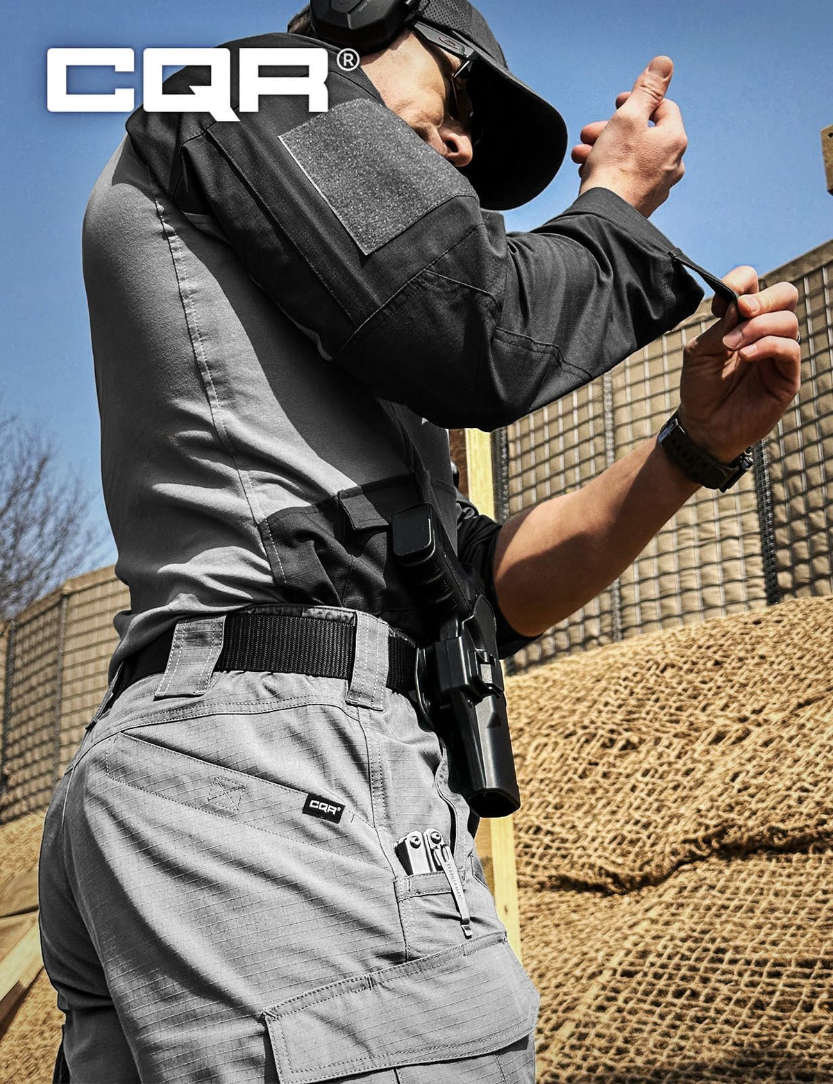 CQR Men's Tactical Pants, Water Resistant Ripstop Cargo Pants, Lightweight EDC Work Hiking Pants, Outdoor Apparel, Raider Mag Pocket Stone, 34W x 32L