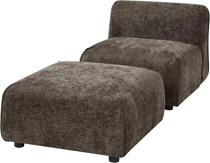 Christopher Knight Home Milio Modern Accent Chair with Ottoman Foot Rest, Wooden Frame Club Chair and Ottoman, Comfy Living Room Lounge Chair with Coffee Table, Single Sofa and Footstools, Brown