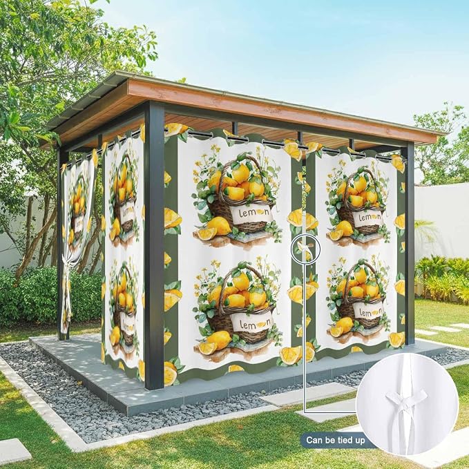 Lemon Outdoor Curtains for Patio Lemons Baskets Summer Tropical Plant