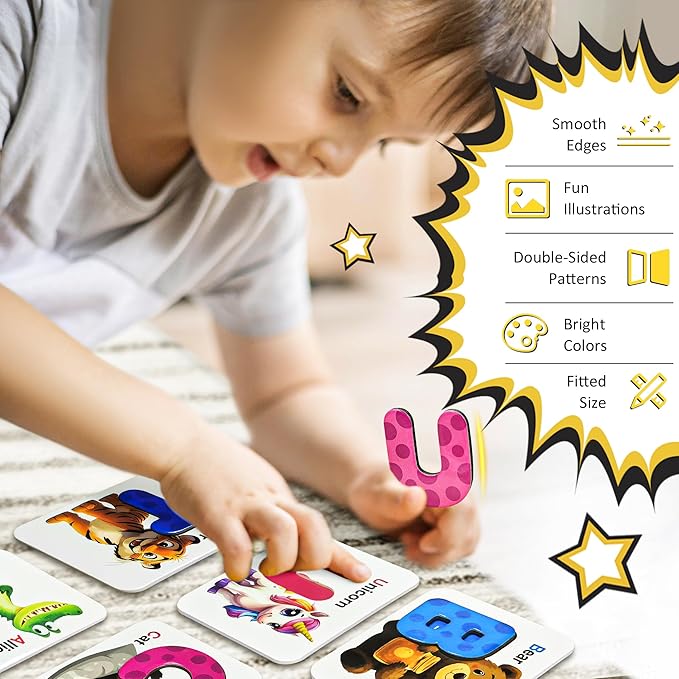 Alphabet Flash Cards Magnetic Letters Puzzle ABC Sight Words Matching Games for Kids 3-5, Toddler Preschool Montessori Educational Toys for 3+ Year Old