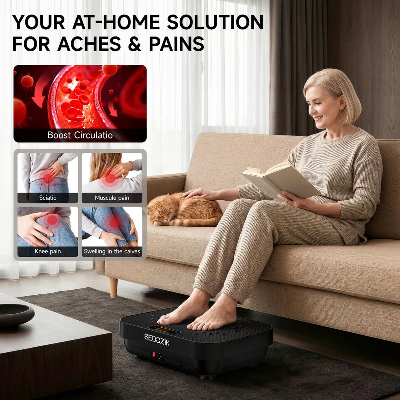 SEDOZIK Vibration Plate Exercise Machine, Vibration Plate for Lymphatic Drainage Weight Loss, 450 Lbs Capacity Full Body Vibrating Platform Workout Equipment with Bluetooth for Home Women Men, Black