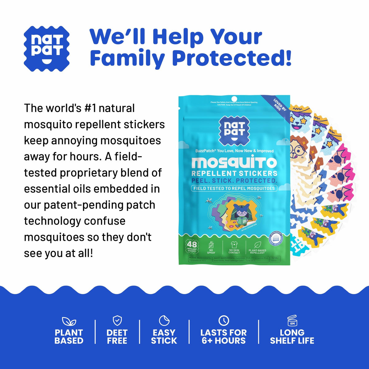 NATPAT Buzz Patch Mosquito Stickers for Kids - Plant Based Ingredients (2)