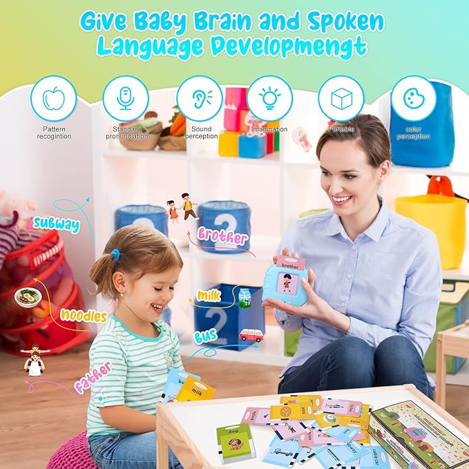 Talking Flash Cards for Toddlers, 3-6 Years, Language Skills, Animals, Educational Flashcards, Medium Size, Unisex, 112 Pieces
