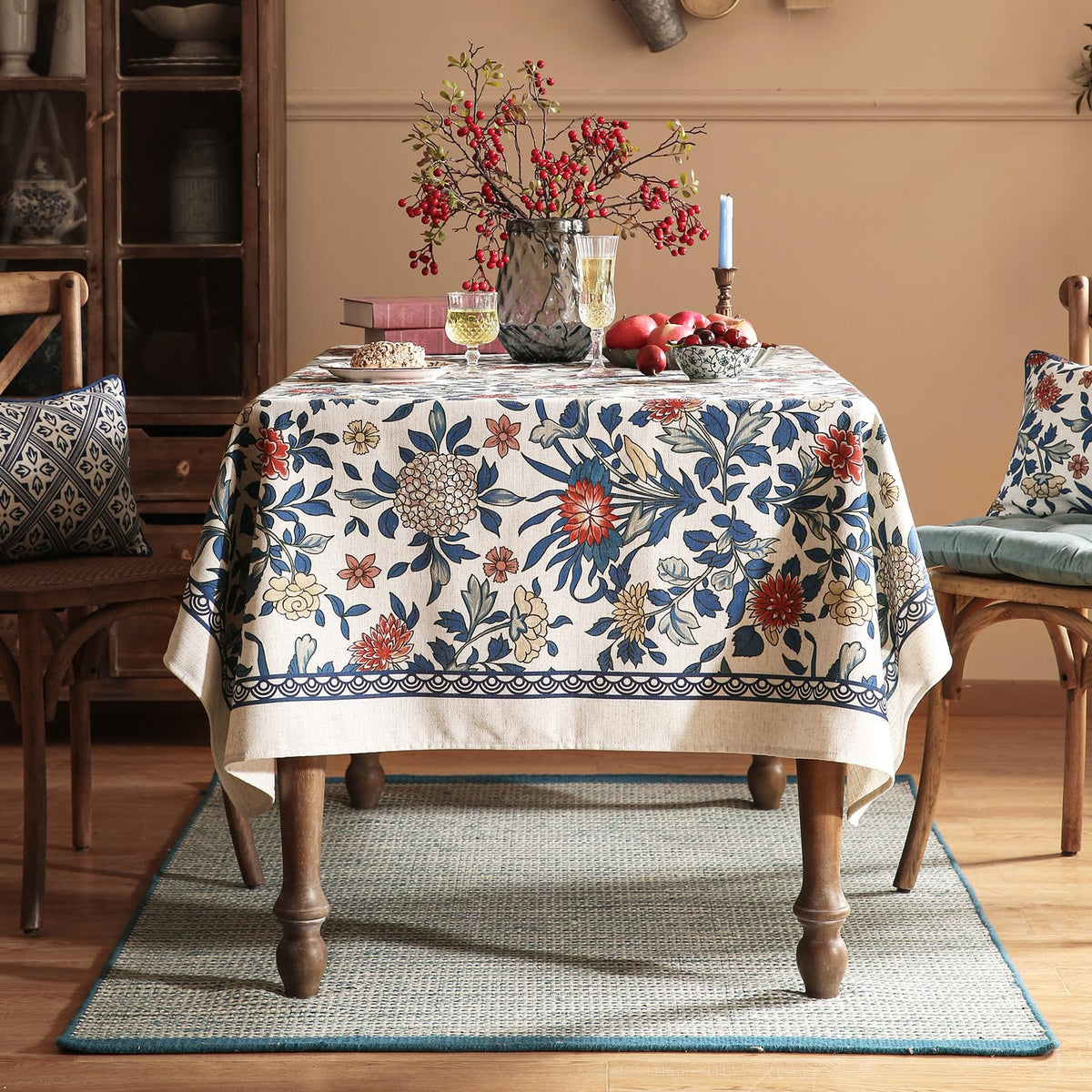 patdrea Vintage French Linen Tablecloth,Rectangular,71"x55"-Wensel