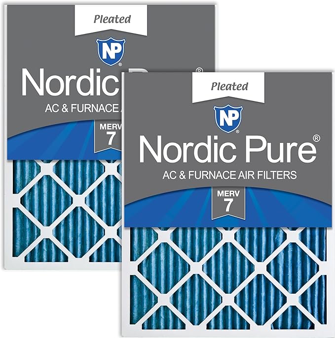 Nordic Pure 16x25x1 Pleated MERV 7 Air Filters 2 Pack