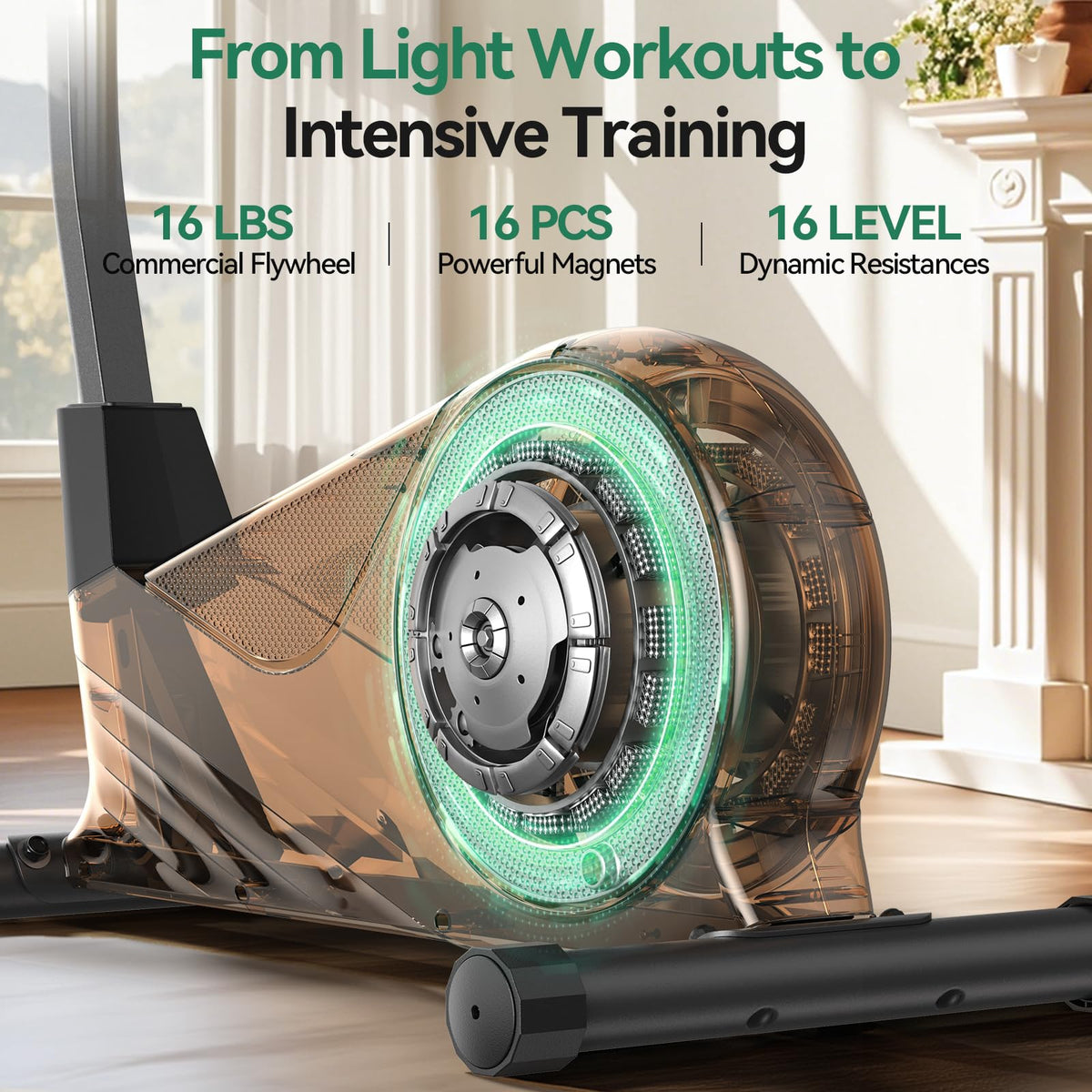 Niceday Elliptical Exercise Machine, Elliptical Machine for Home, Elliptical Training Machine with 15.5IN Stride, Magnetic Elliptical Trainer with16 Resistance Levels, 400LBS Loading Capacity Black