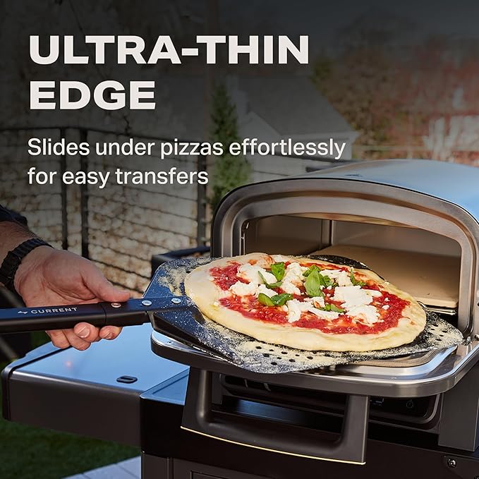 CURRENT® Perforated Aluminum Pizza Peel, Ultra-Thin Edge, Heat-Resistant