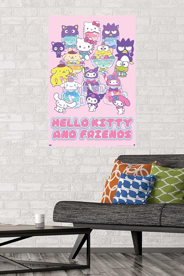 Trends International Hello Kitty and Friends: 24 Summer Fresh - Group Wall Poster, 34L x 22.4W, Premium Poster & Mount Bundle