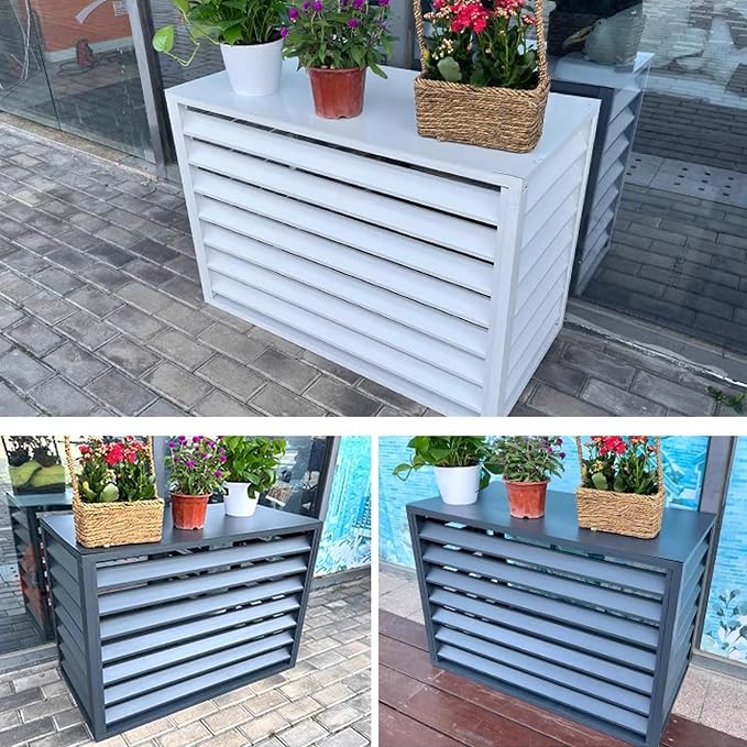 Split Air Conditioner Fence Privacy Screen 4 Panel, Aluminum Air Conditioner