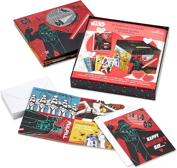 Hallmark Star Wars Valentines Day Cards for Kids School Classroom Exchange and Mailbox with Light and Sound