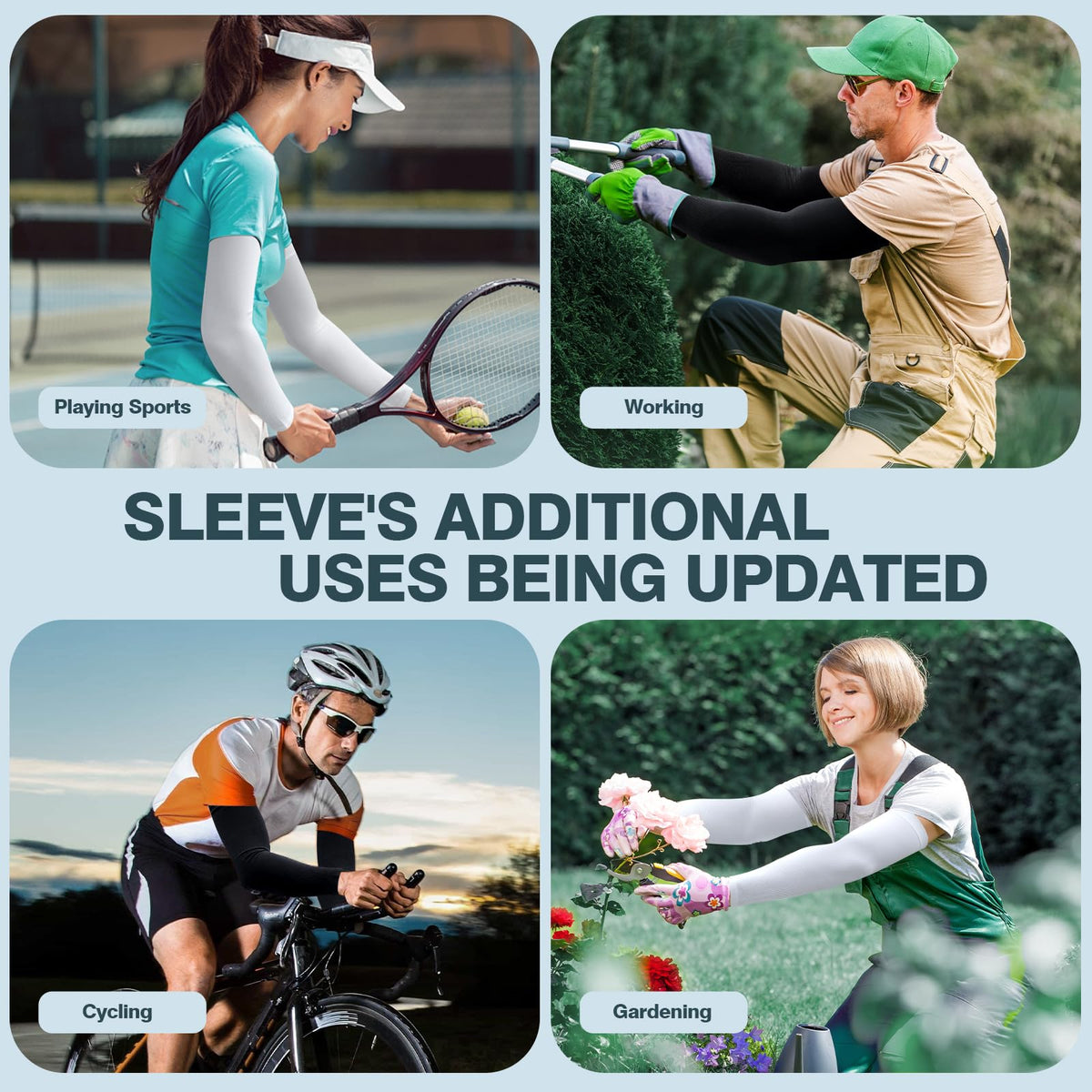 Rescoto 4 Pairs UV Protection Cooling Arm Sleeves Compression Sun Sleeves for Men Women Youth, Tattoo Cover Up, UPF 50