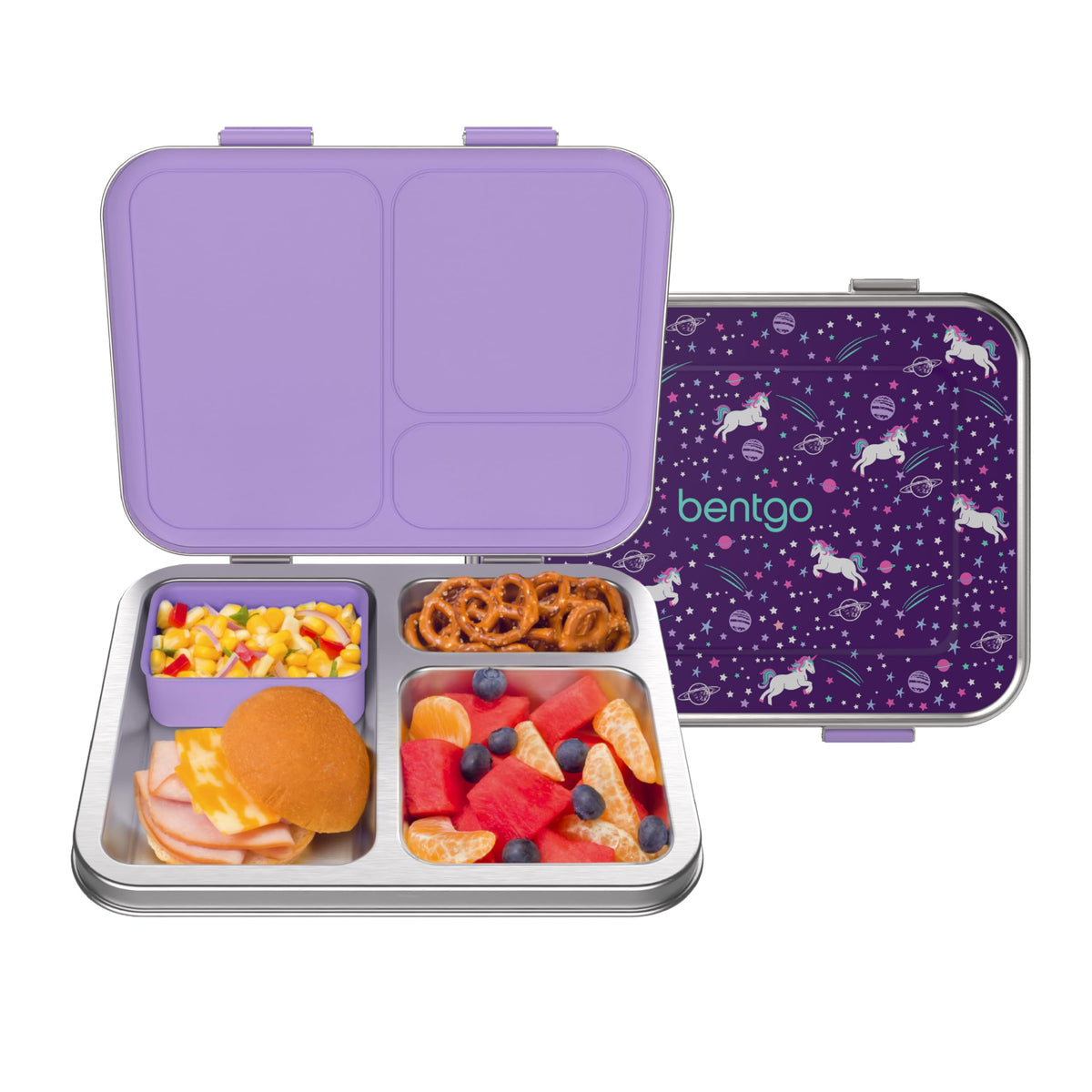 Bentgo Kids Prints Stainless Steel Leak-Resistant 3-Compartment Lunch Box