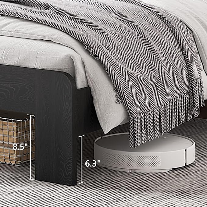 King Size Bed Frame, Rustic Vintage Platform Bed Frame with Wood Headboard and Footboard, 12 Wood Slats Support, No Box Spring Needed (Black, King)