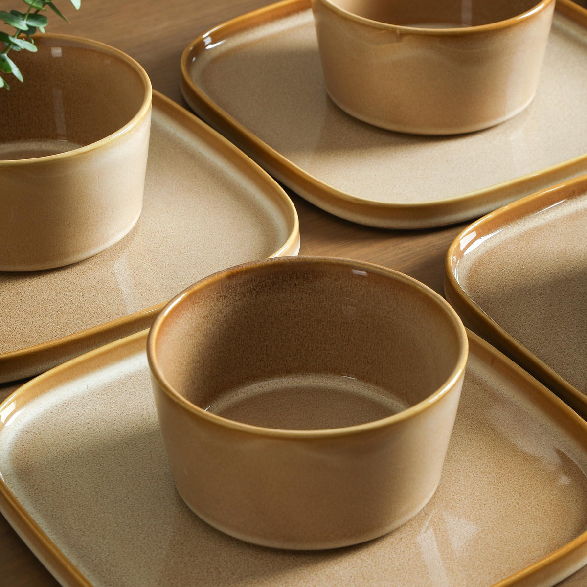 Stone Lain Cairo 12-Piece Dinnerware Stoneware, Plates and Bowls, Microwave and Dishwasher Safe, Includes Dinner and Salad Plates, Cereal Bowls, Dish Set for 4, Grey