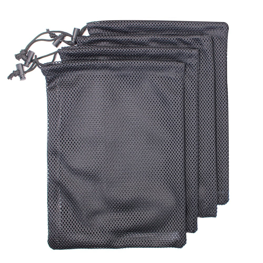 KisSealed 4 PCS Multi Purpose Nylon Mesh Drawstring Storage Ditty Bags for Travel & Outdoor Activity