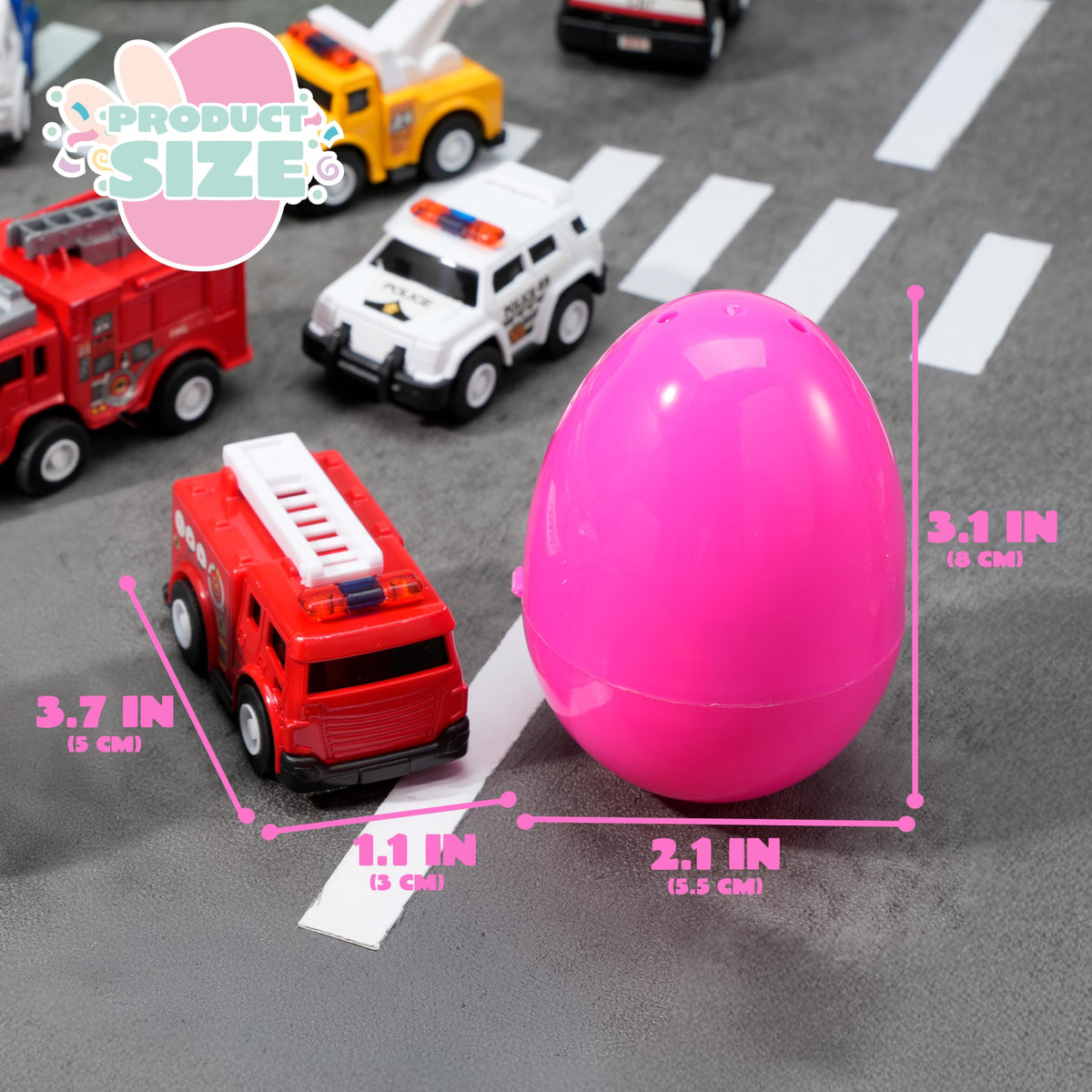 JOYIN 12 Pcs Prefilled Easter Eggs with Toys, Plastic Eggs with Alloy Pull Back Cars, Easter Basket Stuffers, Party Favors for Kids, Classroom Prize Supplies
