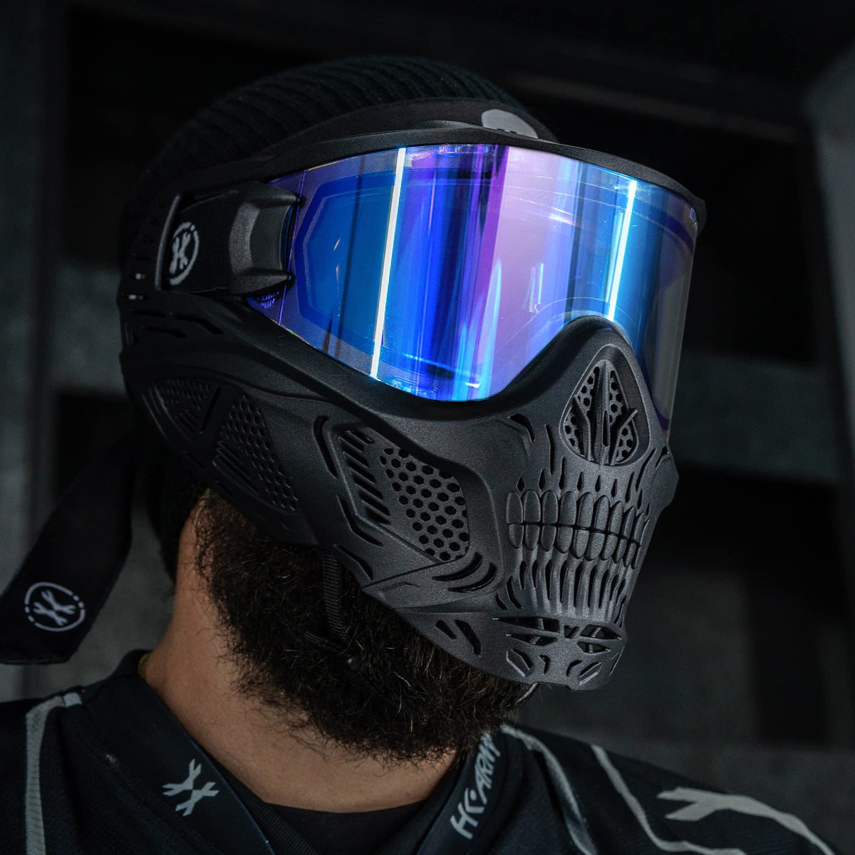 HK Army HSTL Skull Paintball Goggle/Airsoft Mask (Black, Ice)
