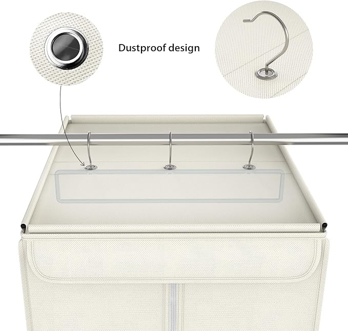 Zilink Garment Storage Bags for Hanging Clothes 40" Suit Garment Bag with Clear Window Space Saving Hanging Garment Bags for Suits, Shirts, Short Skirts, Beige