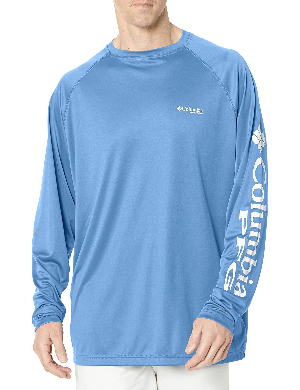 Columbia Men's PFG Terminal Tackle Long Sleeve Fishing Shirt, White Cap/White Logo, X-Small