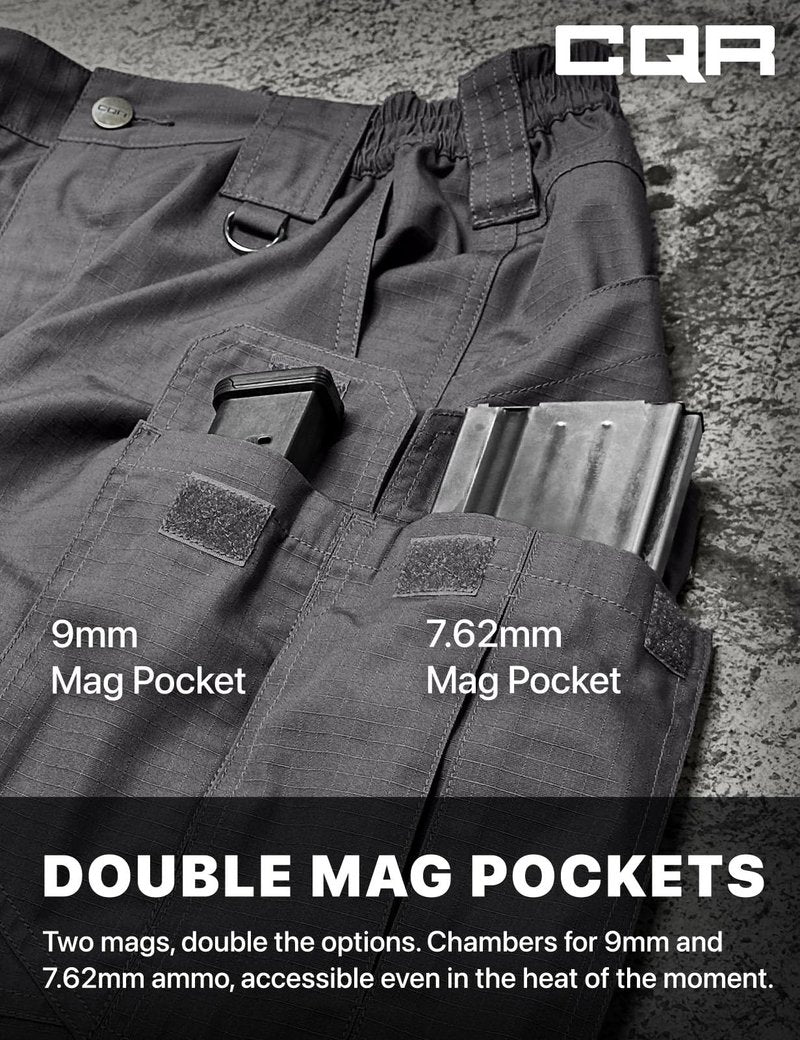 CQR Men's Tactical Pants, Water Resistant Ripstop Cargo Pants, Lightweight EDC Work Hiking Pants, Outdoor Apparel, Raider Mag Pocket Charcoal, 38W x 32L