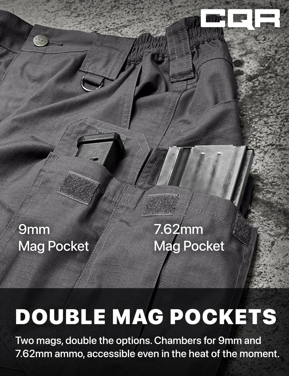 CQR Men's Tactical Pants, Water Resistant Ripstop Cargo Pants, Lightweight EDC Work Hiking Pants, Outdoor Apparel, Raider Mag Pocket Charcoal, 38W x 30L