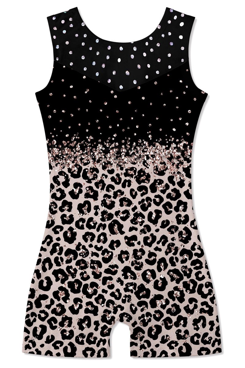 uideazone Girls Leopard Leotards for Gymnastics Size 6 Size 7 Sparkly Sequin One-Piece Ballet Unitards Kids Sequin Mesh Stitching‌ Athletic Biketards Size 6-7