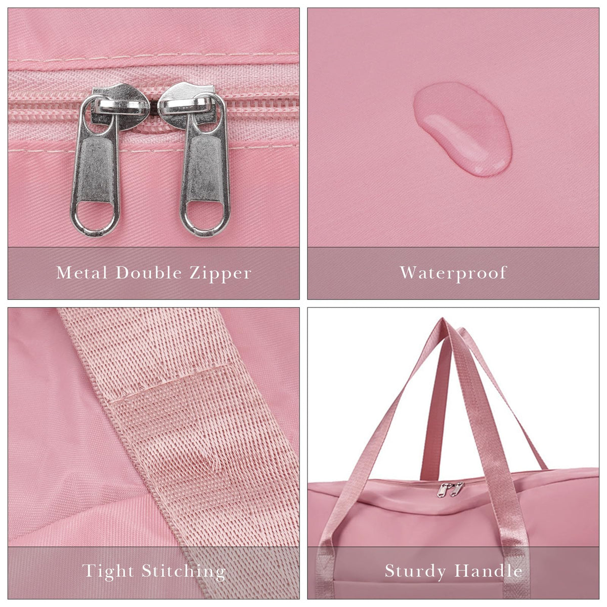 Adorila Travel Duffel Bags, Tote Sports Gym Bag for Women, Shoulder Weekender Overnight Bag with Pocket (Pink)