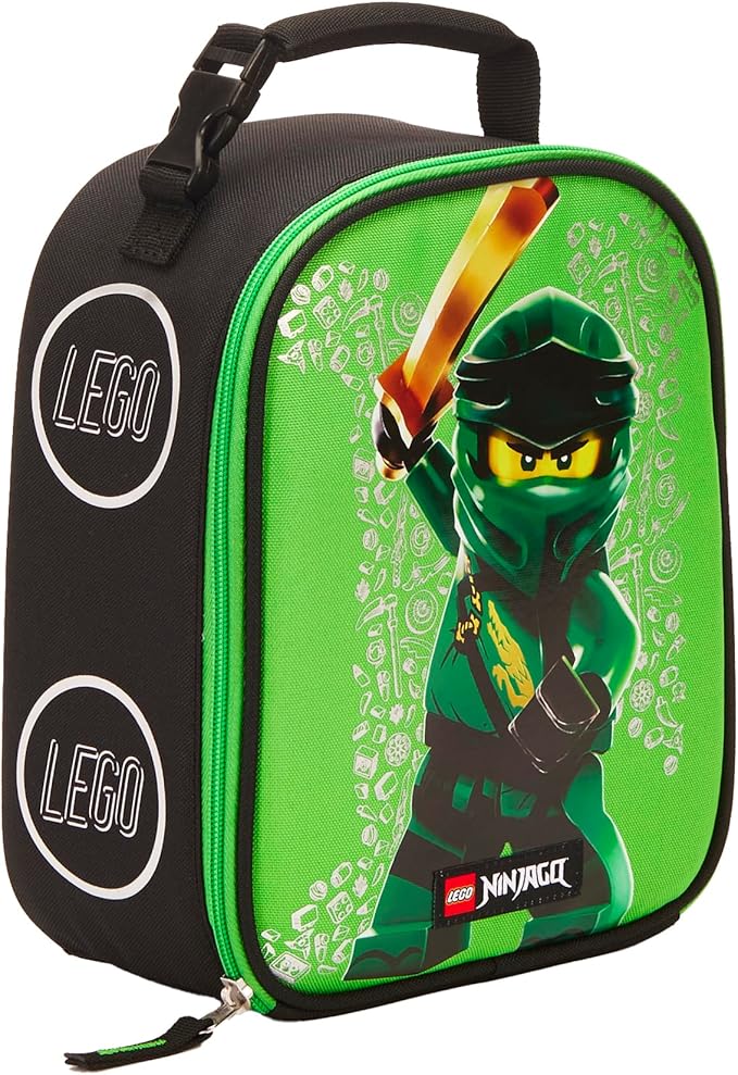 LEGO NINJAGO Lunch Box, Insulated Soft Reusable Lunch Bag Meal Container for Boys and Girls, Perfect for School, or Travel, Meal Tote to Keep Food and Drinks Cold, Hero Green