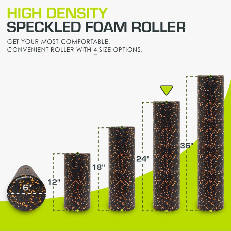 ProsourceFit High Density Foam Rollers 24 - inches long, Firm Full Body Athletic Massage Tool for Back Stretching, Yoga, Pilates, Post Workout Muscle Recuperation, Black/Orange