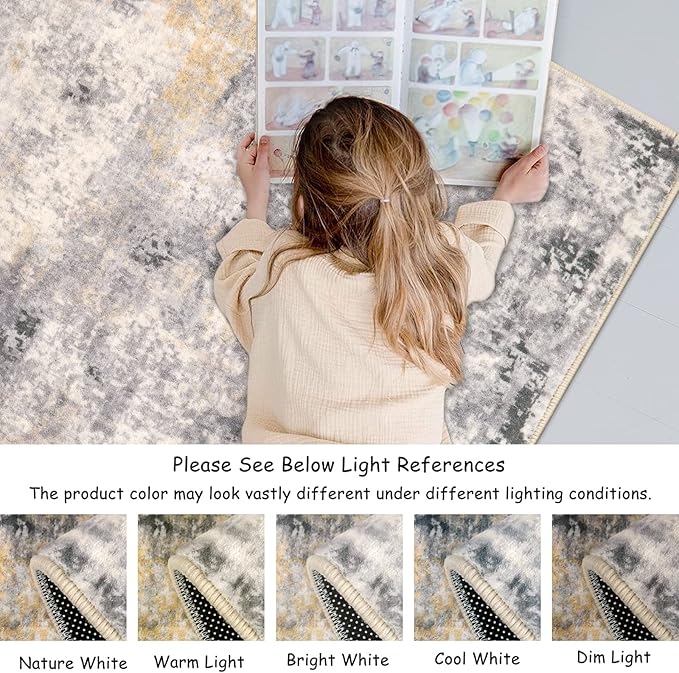 Lahome Modern Abstract Runner Rug - 2x6 Gray Washable Runners for Hallways Rugs for Living Room, Soft Non-Slip Contemporary Indoor Accent Laundry Room Carpet Runner for Gift Entryway Bedroom Door