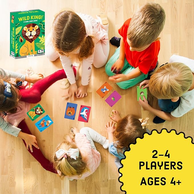 Mudpuppy Wild King! – Animal Version of Classic Kids War Card Game with Adorable Illustrations of Wild Animals for Children Ages 4 and Up, 2-4 Players, Brown
