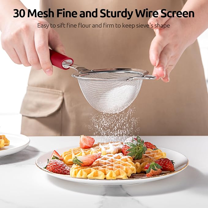 U-Taste Small Fine Mesh Strainer: 18/8 Stainless Steel 3.35in 30 Mesh Kitchen