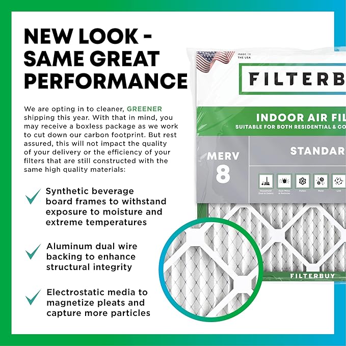 Filterbuy 17x26x4 Air Filter MERV 8 Essential Dust & Allergy Defense,