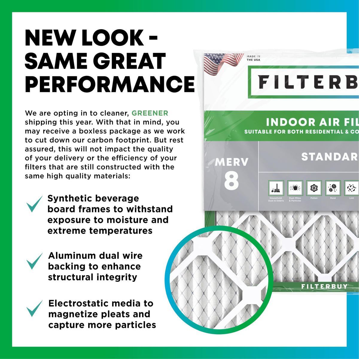 Filterbuy 14x24x1 Air Filter MERV 8 Essential Dust & Allergy Defense (4-Pack), Electrostatic Pleated HVAC AC Furnace Filters Replacement, Made in USA (Actual Size: 13.38 x 23.38 x 0.75)